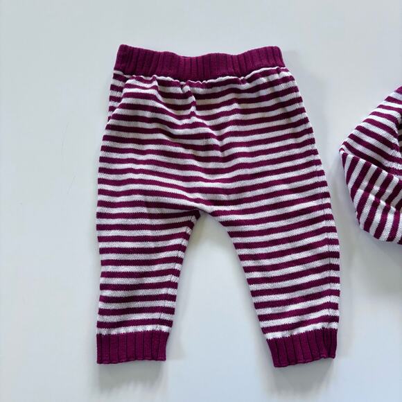 Carter's Boys 9 Month Red and White Striped Knit Outfit Sweater Pants Set - Picture 5 of 6